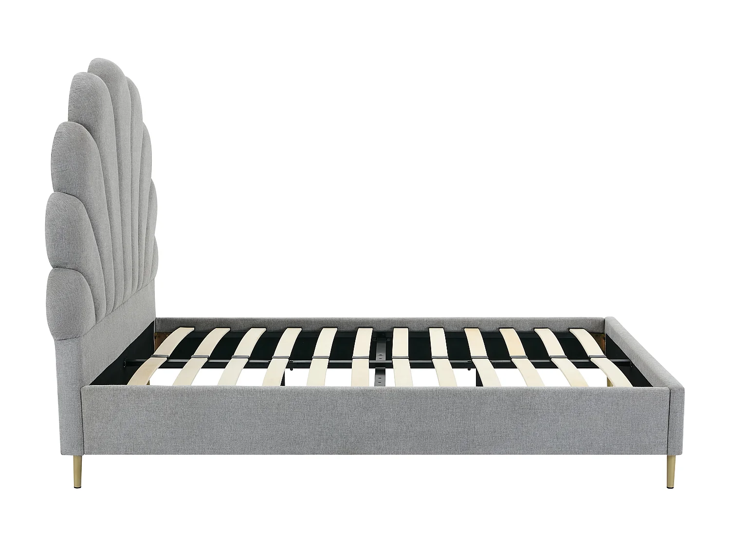 Lit coquillage 160 x 200 cm - Tissu - Gris clair - LIVAYA