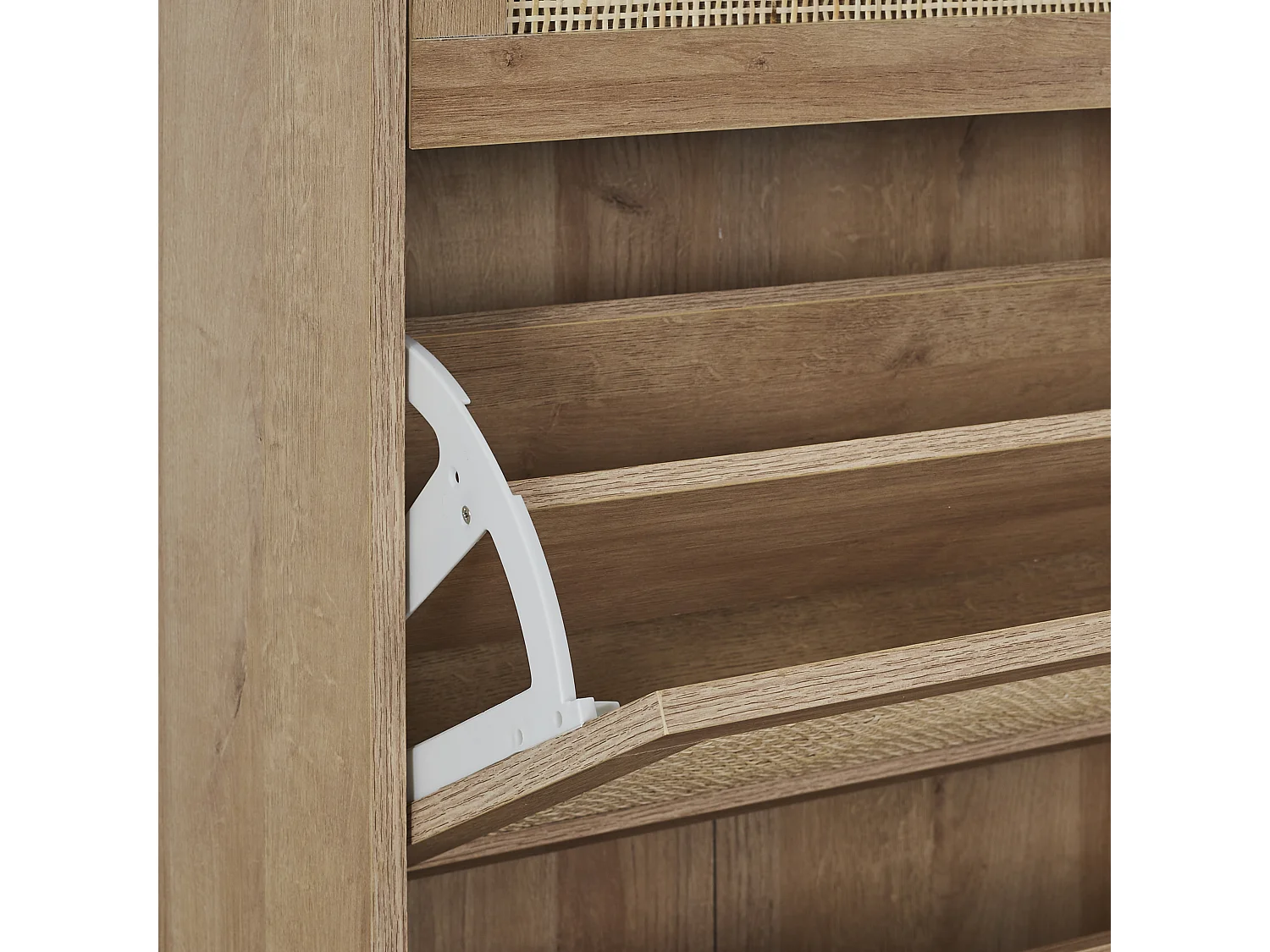 Schoenenkast 3 Deuren Bali Rotan en Bruin Hout 60x24x113 cm Industrieel Stijl