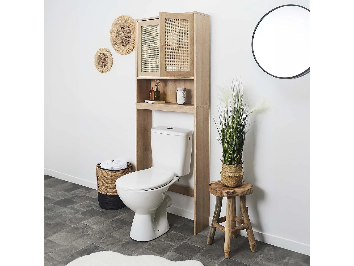 Meuble de Salle de Bain - HOME DECO FACTORY - BALI - Rangement - Rustique Chic - Marron