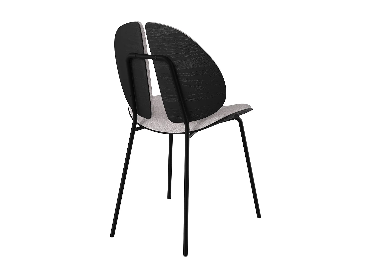 Chaise en tissu gris et bois noir - Coccinelle