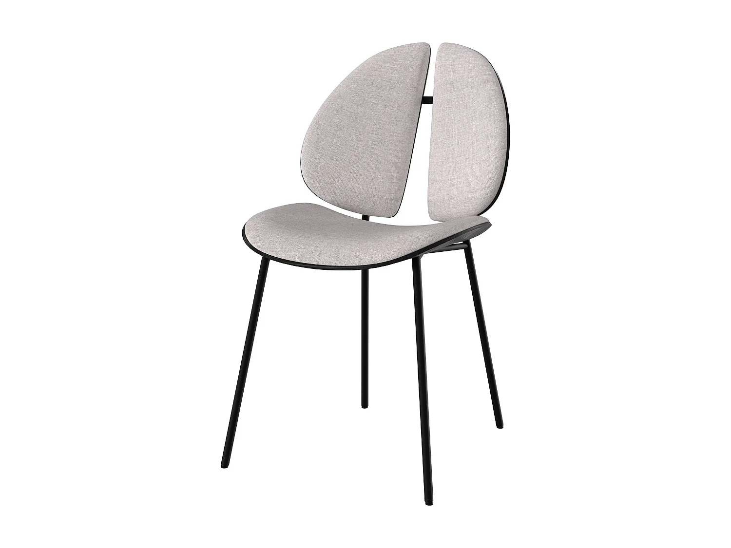 Chaise en tissu gris et bois noir - Coccinelle