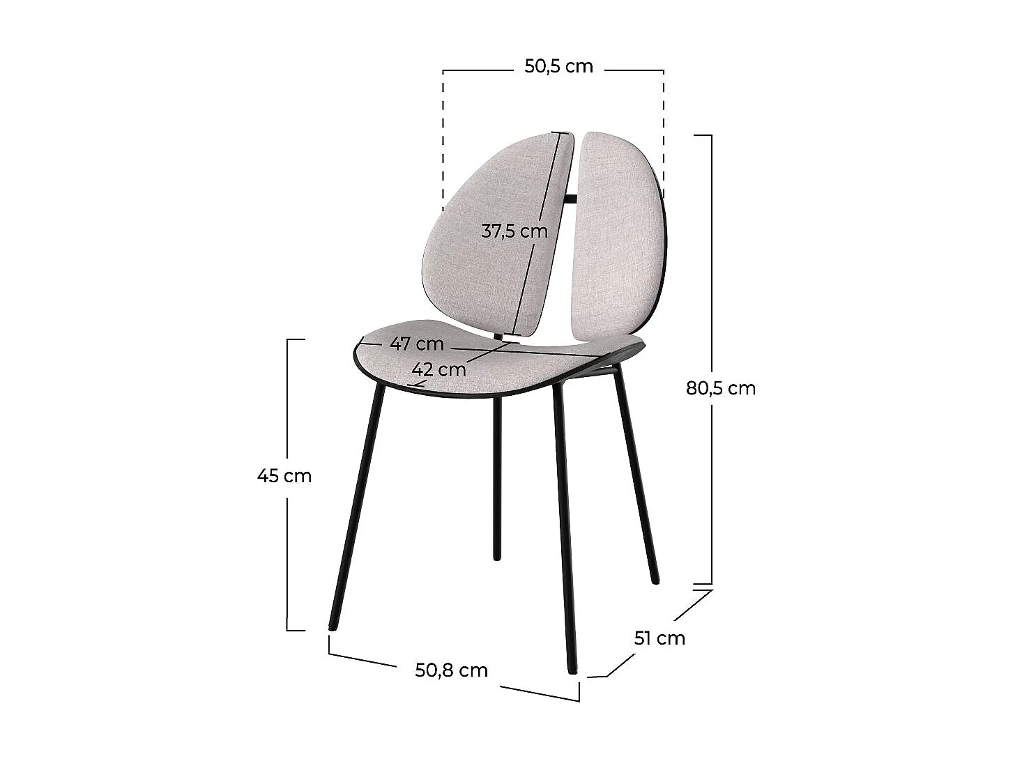 Silla en tela gris y madera negra - Coccinelle