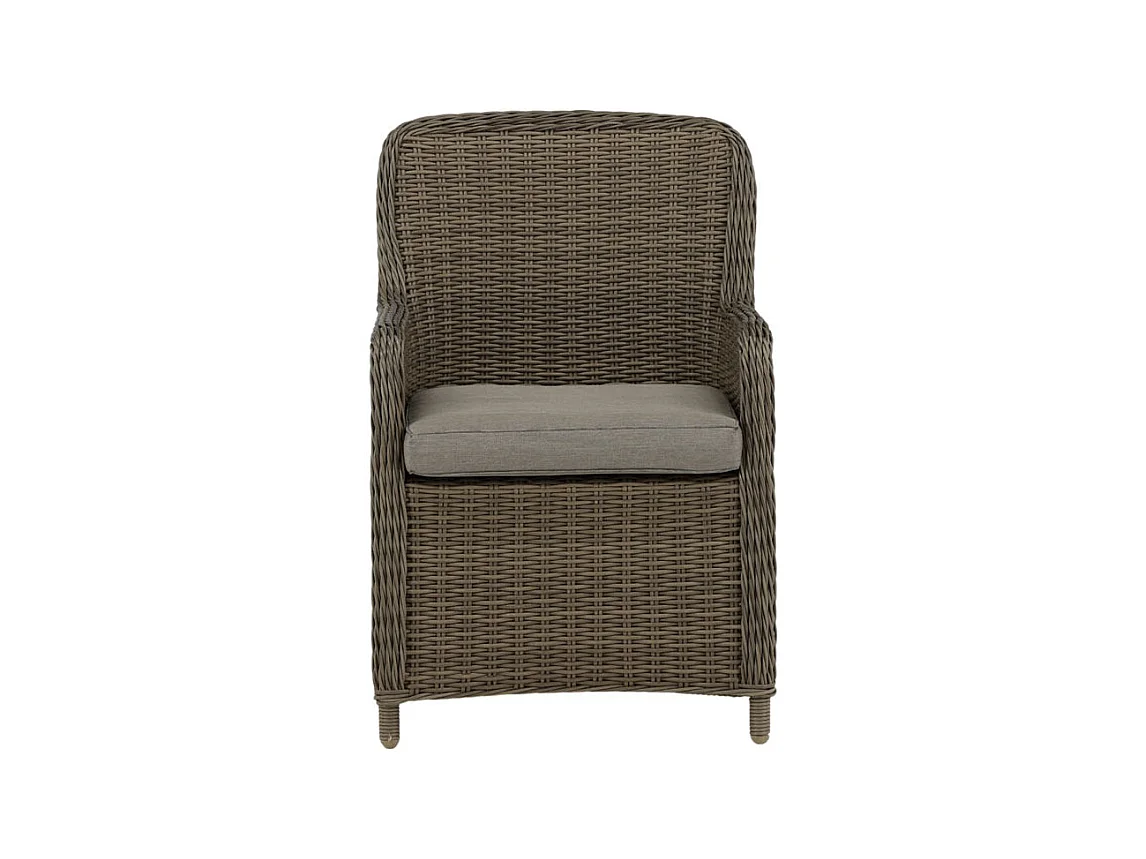 Wembley Chaise de jardin avec accoudoirs avec coussin beige naturel.