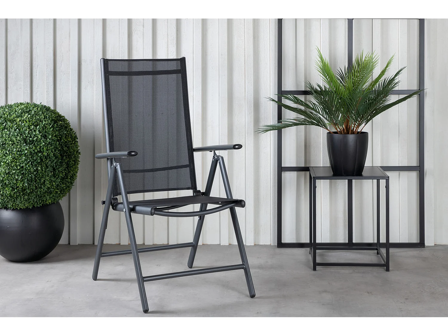 Break Chaise de jardin réglable, 5 positions, noir.