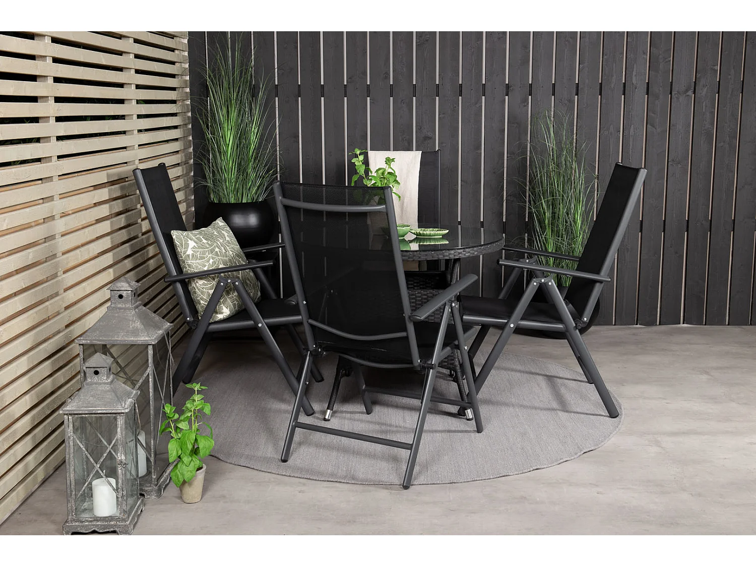 Break Chaise de jardin réglable, 5 positions, noir.