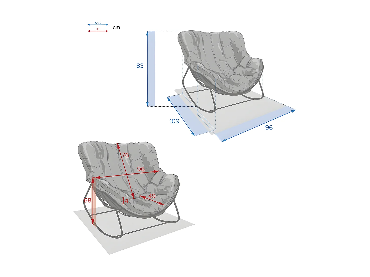 Fauteuil bascule extérieur beige/blanc Paopao Hespéride