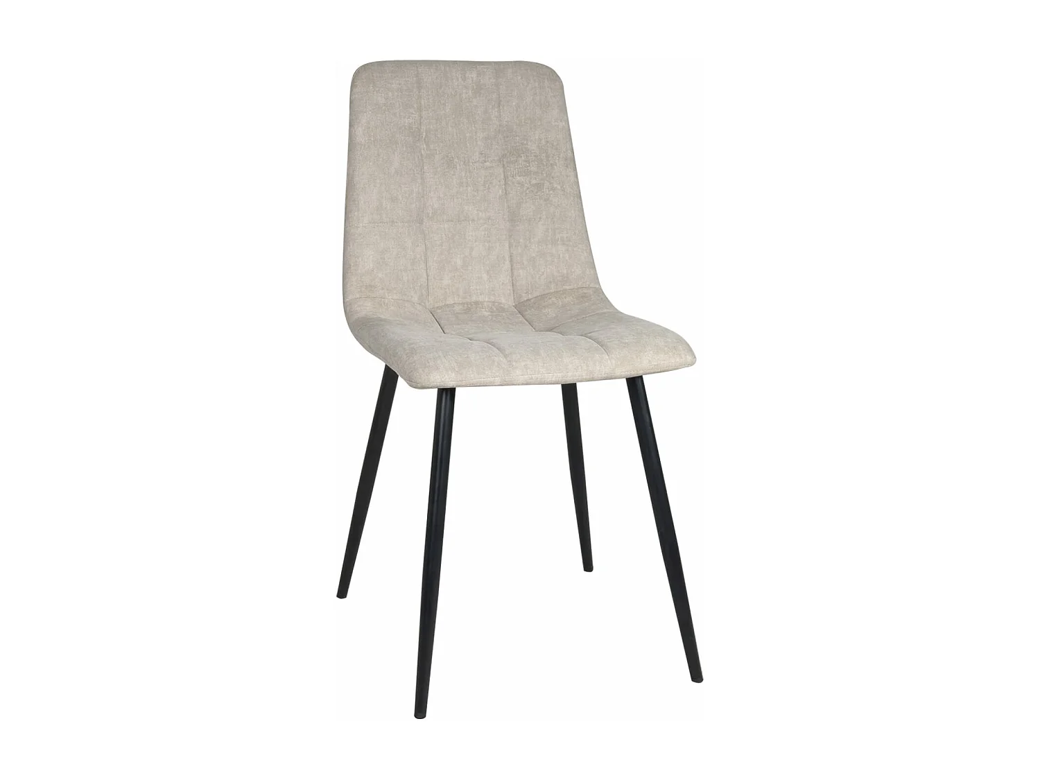 Lot 4 chaises salle à manger design siège textile matelassé rembourré pieds métal noir DILA (Beige)