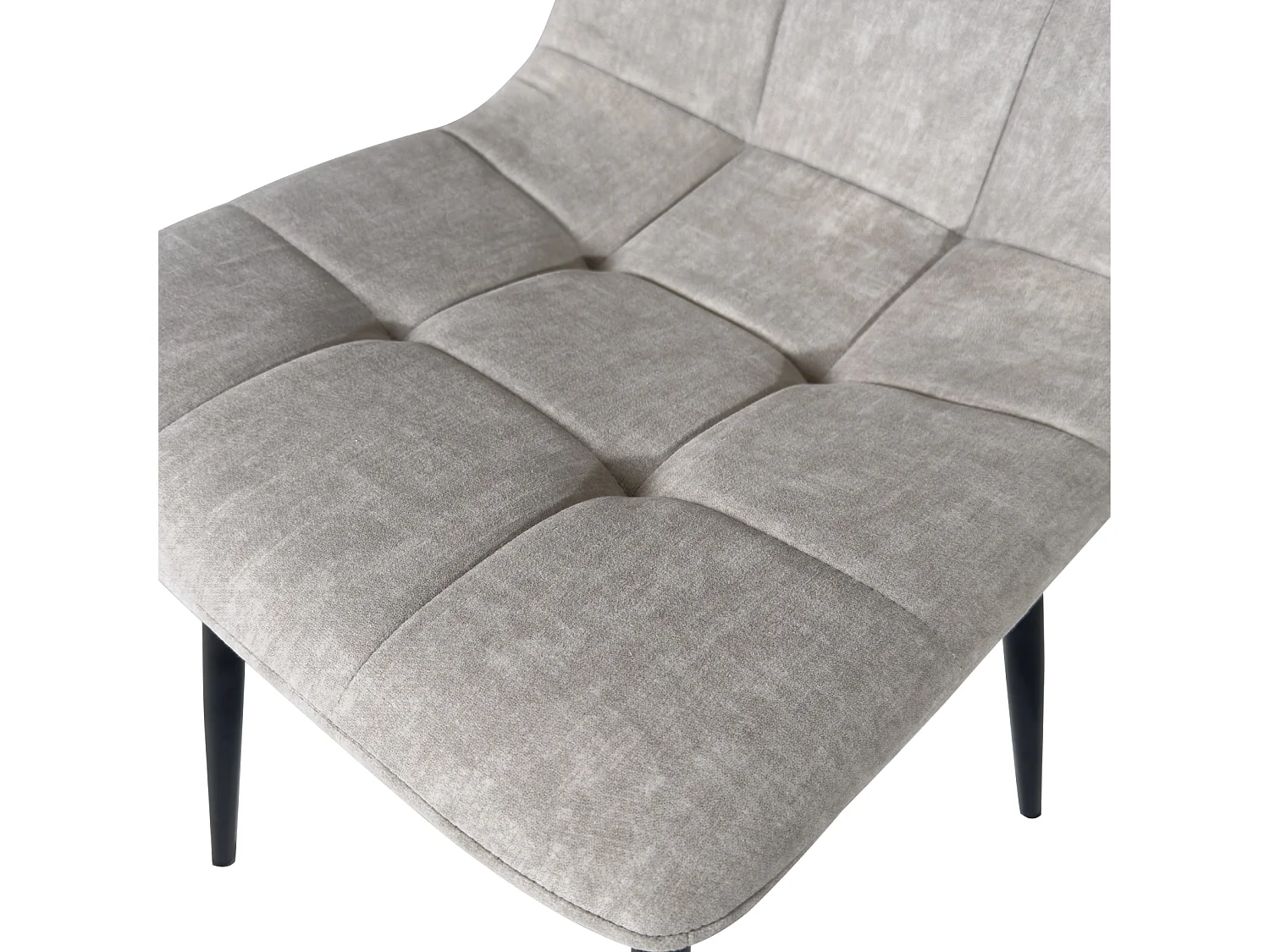 Lot 4 chaises salle à manger design siège textile matelassé rembourré pieds métal noir DILA (Beige)