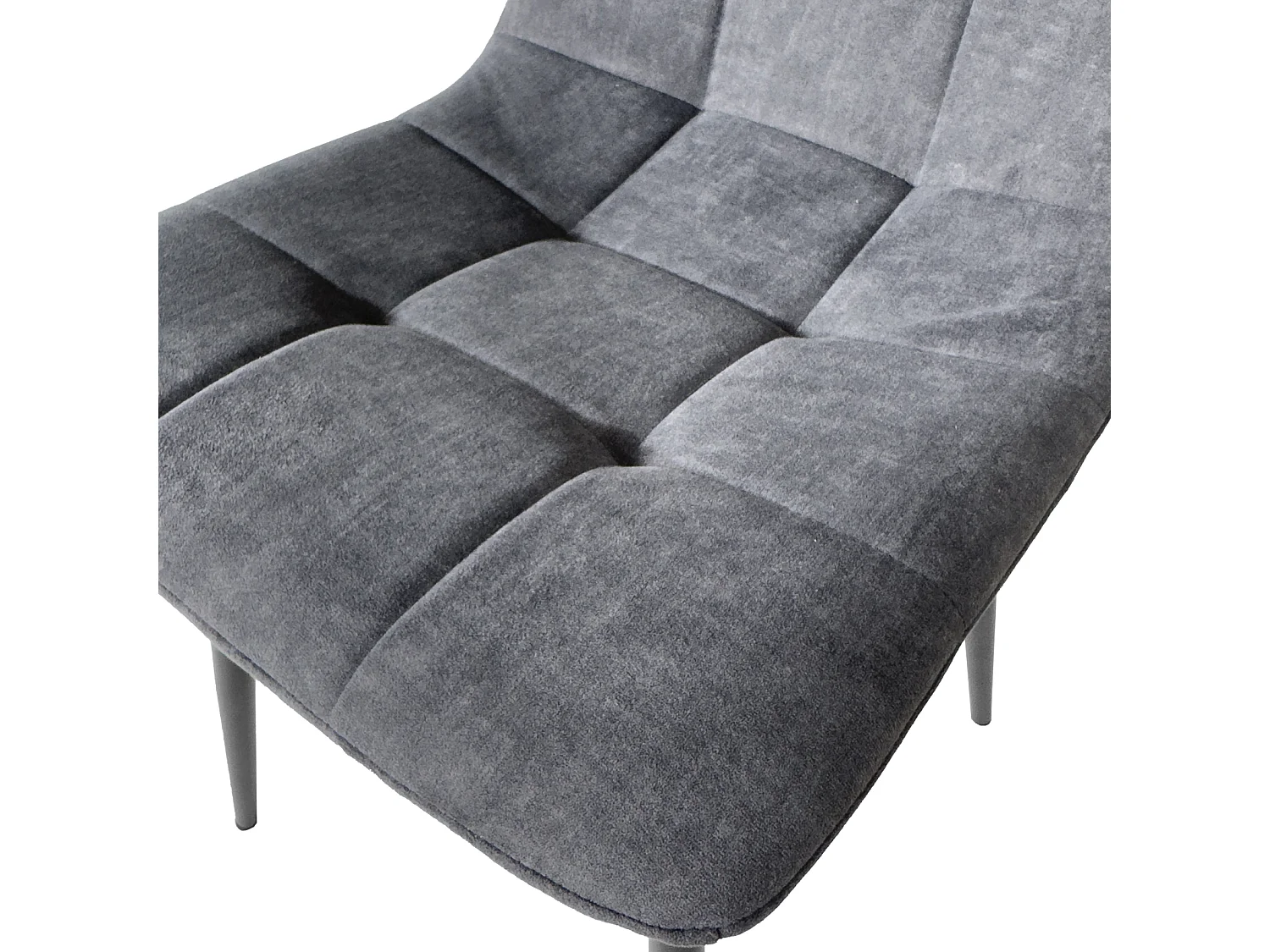 Lot 4 chaises salle à mangerdesign siège textile matelassé rembourré pieds métal noir DILA (Gris)