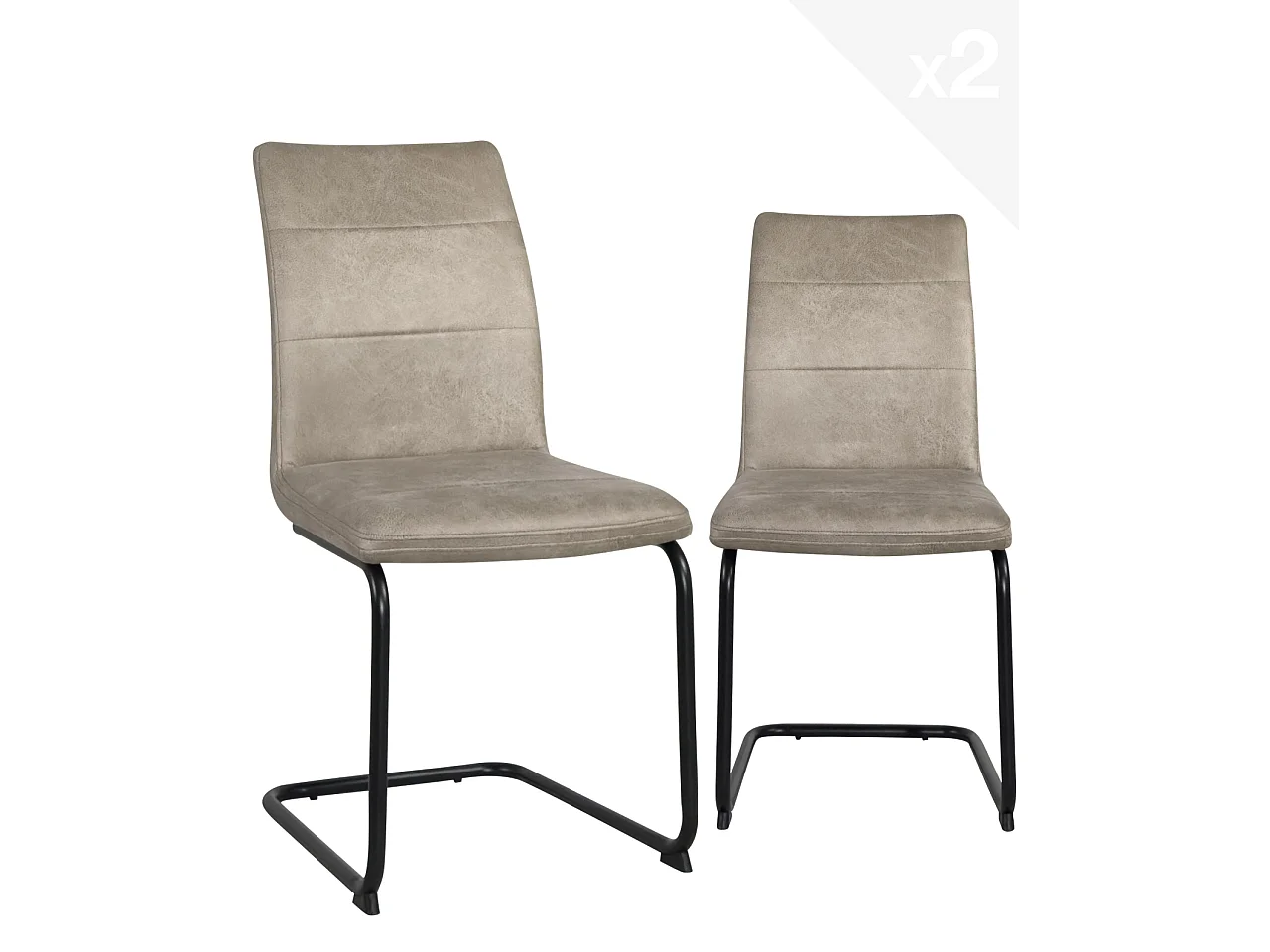 Lot 2 chaises de salon salle à manger rétro vintage rembourrée pieds métal SIAM (Beige)