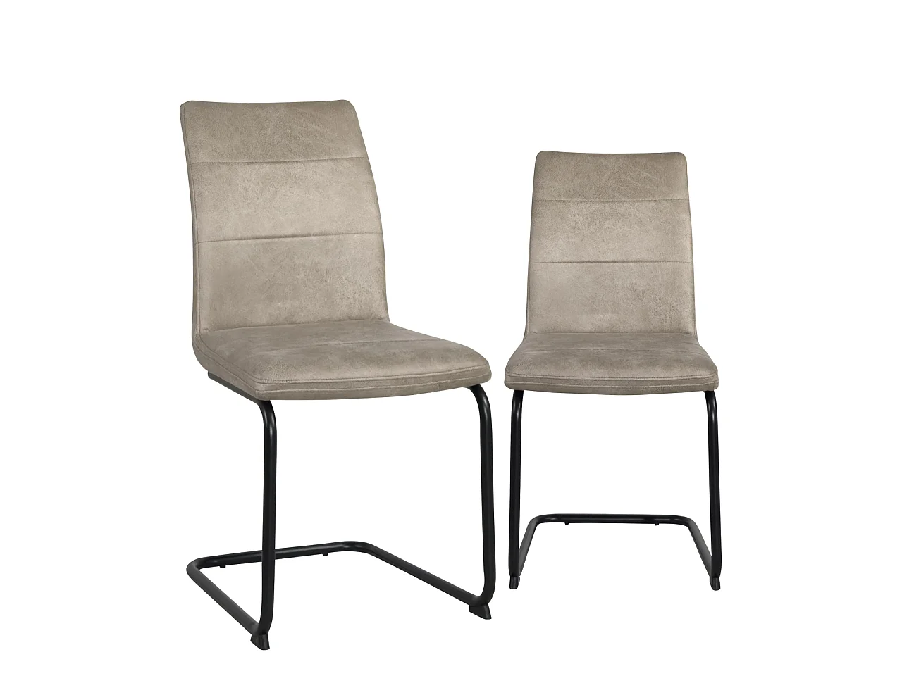 Lot de 2 chaises de salle à manger SIAM en tissu effet cuir vieilli beige, piètement cantilever métal noir