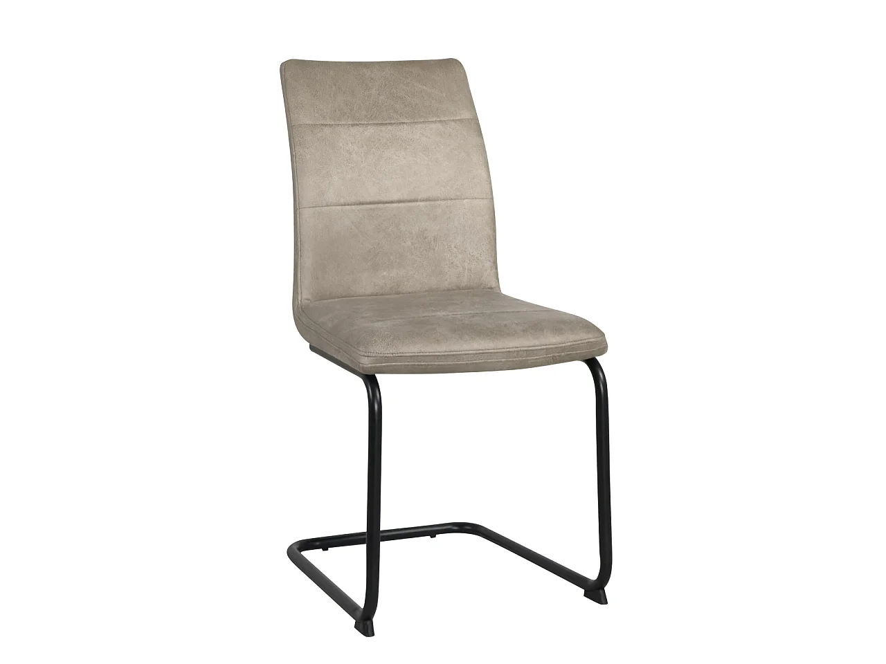 Lot de 2 chaises de salle à manger SIAM en tissu effet cuir vieilli beige, piètement cantilever métal noir
