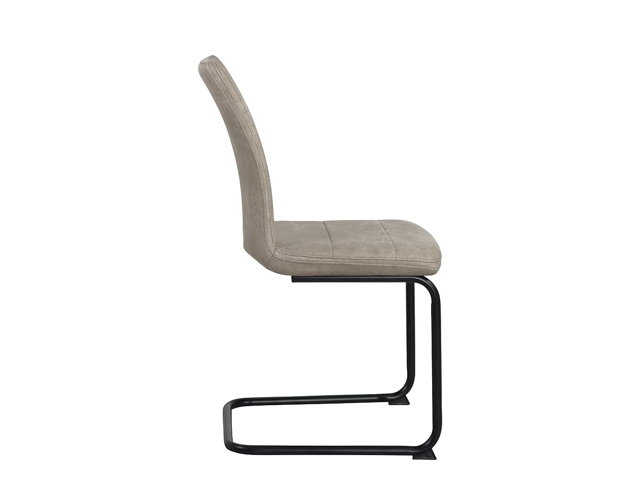 Lot de 2 chaises de salle à manger SIAM en tissu effet cuir vieilli beige, piètement cantilever métal noir
