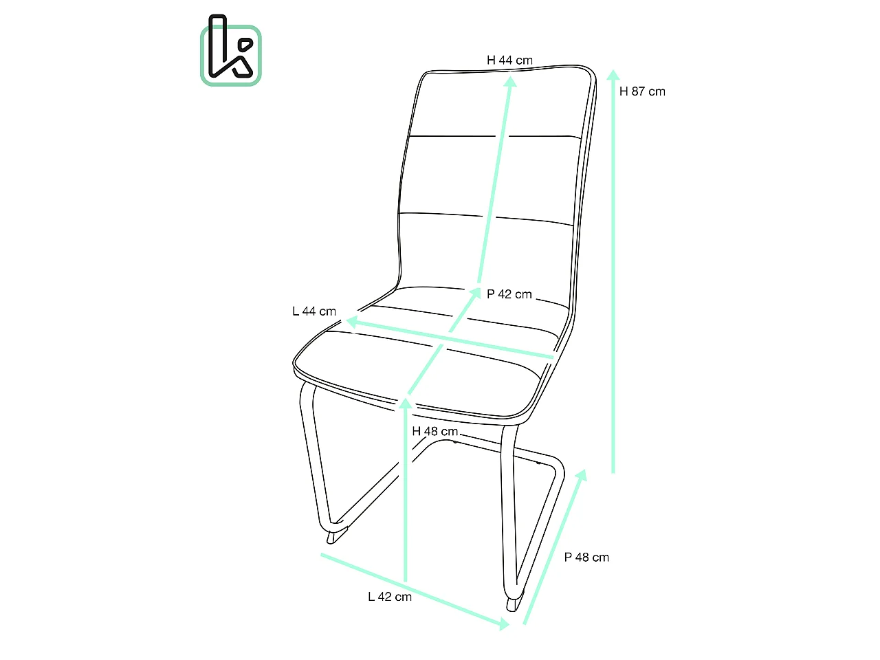 Lot de 2 chaises de salle à manger SIAM en tissu effet cuir vieilli beige, piètement cantilever métal noir