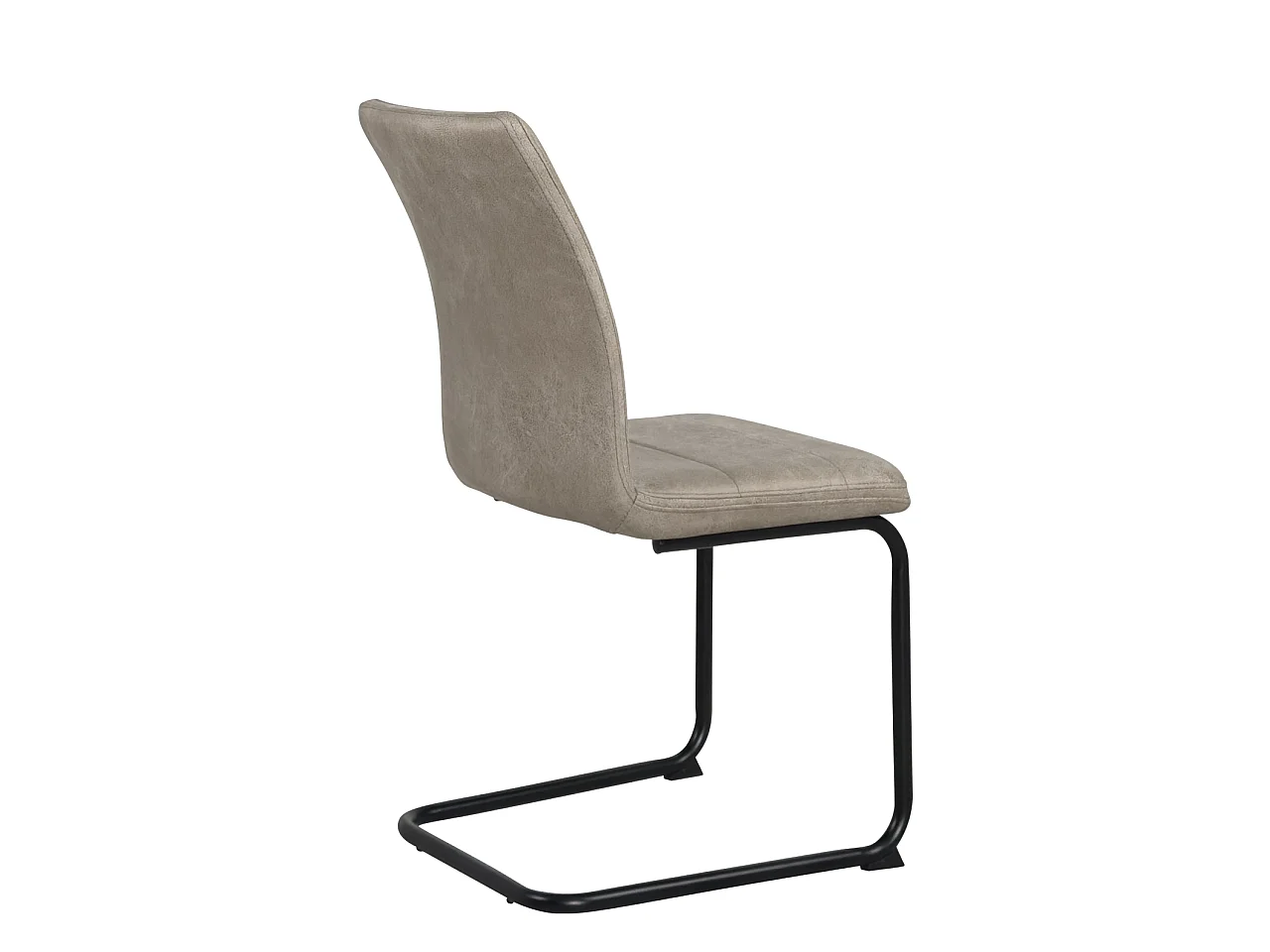 Lot de 2 chaises de salle à manger SIAM en tissu effet cuir vieilli beige, piètement cantilever métal noir