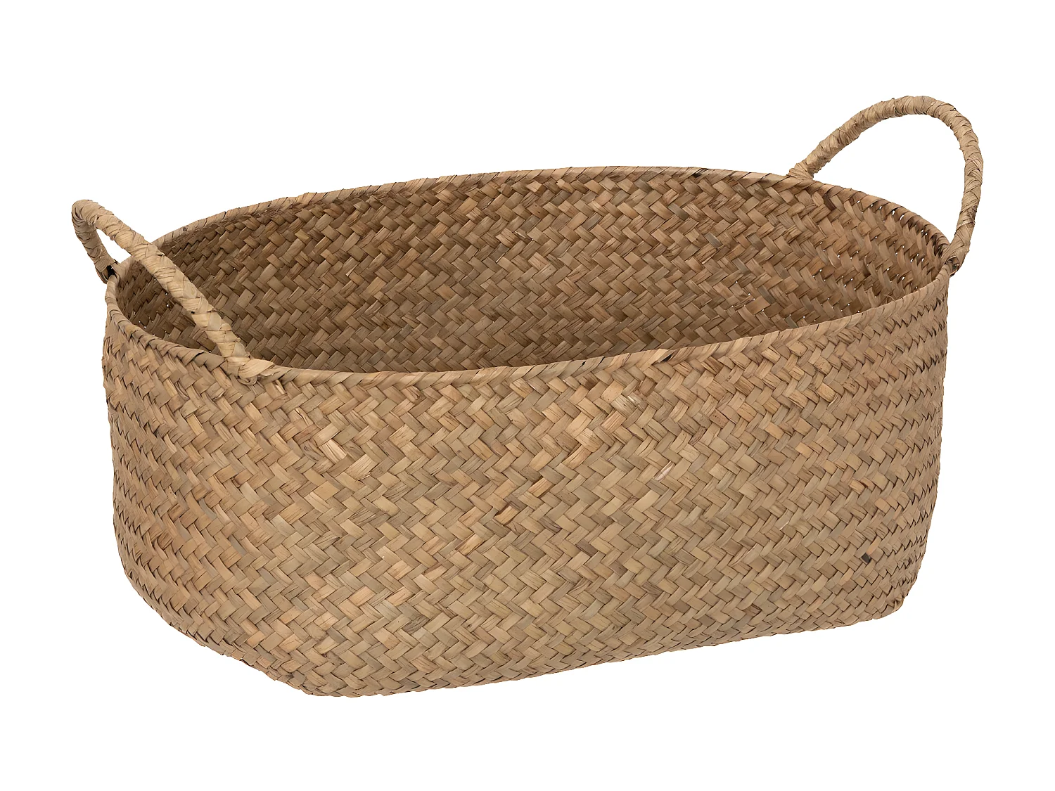 Lot de 3 Paniers de rangement Marron en fibre naturelle L 50 L 42 et L 35 cm