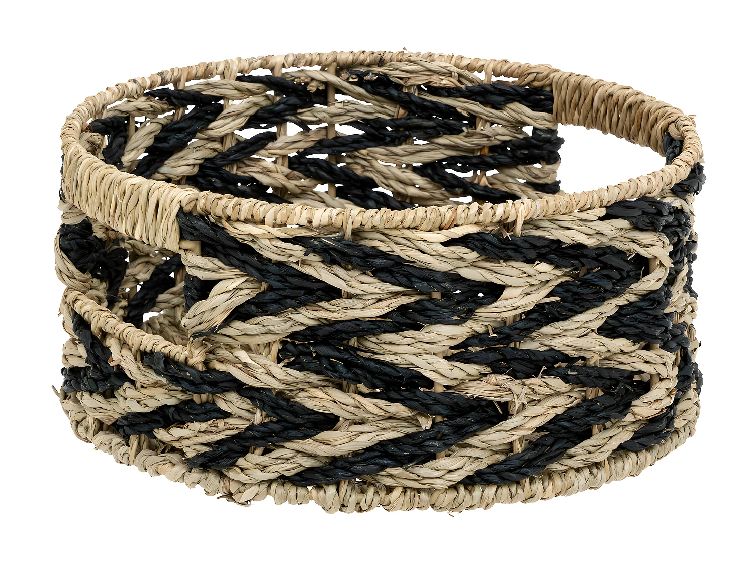 Lot de 3 Paniers de rangement Beige et Noir D 38 D 30 et D 24 cm