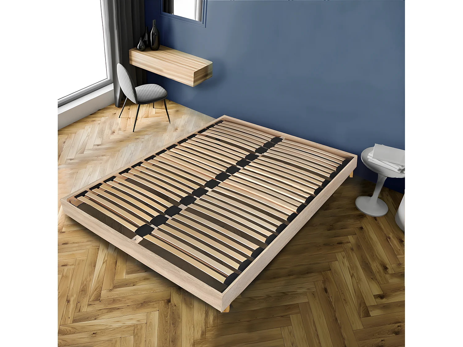 Sommier sur pied SOMKIT 140x190 / Décor Chêne blanchi