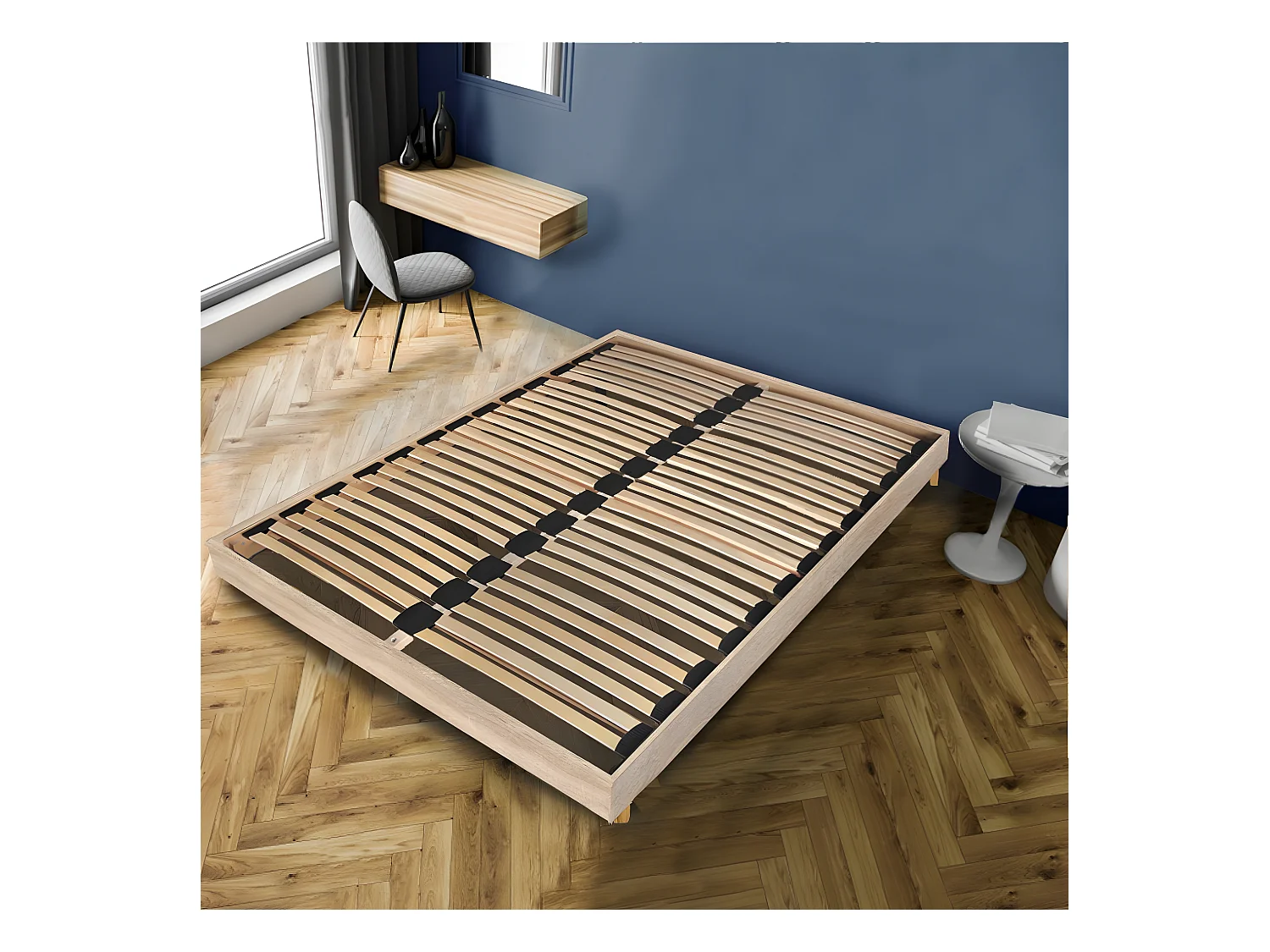 Sommier sur pied SOMKIT 140x190 / Décor Chêne blanchi