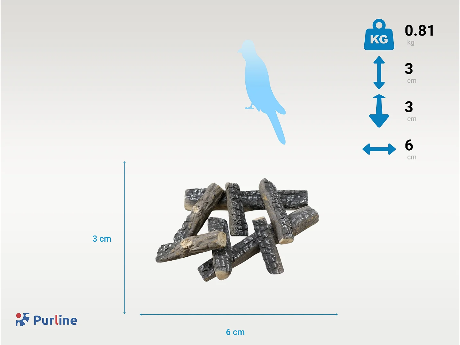 Bûches décoratives en fibre céramique pour cheminées à l'éthanol. 8 pièces