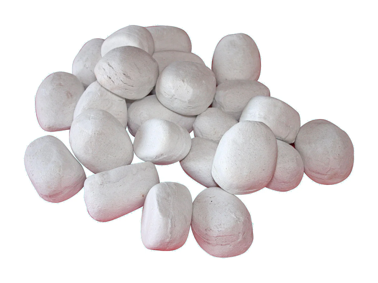 Piedras decorativas en blanco de fibra cerámica para chimenea. Pack de 24 uds