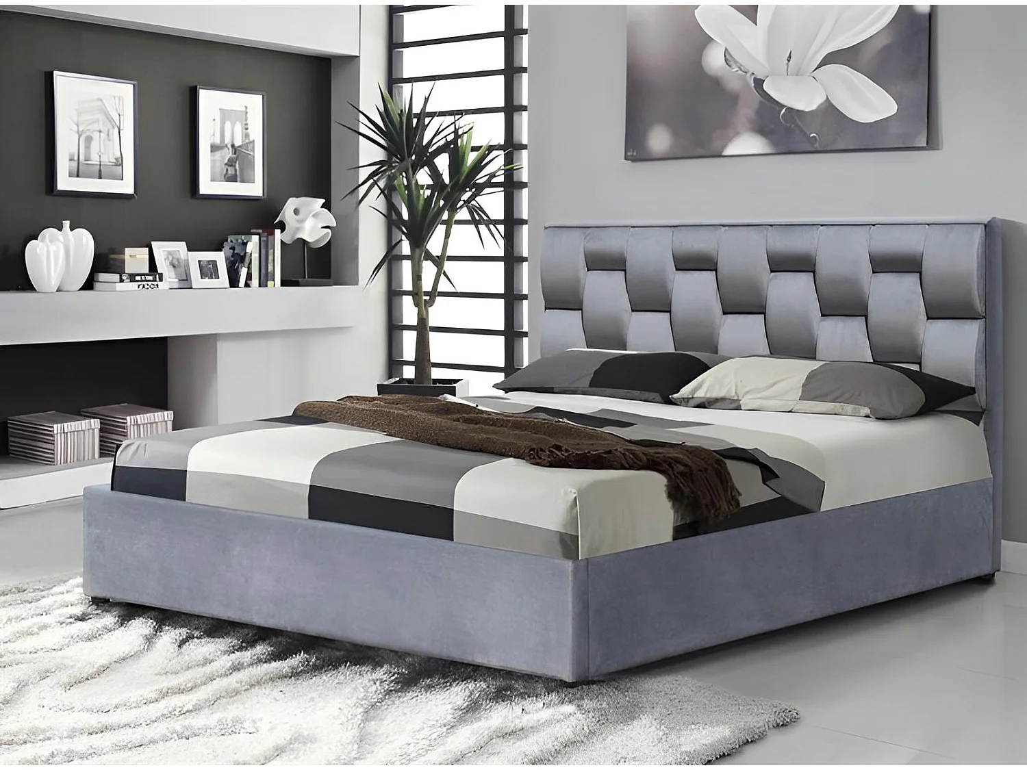 Bett Annabel/160x200/Stoff-Grau