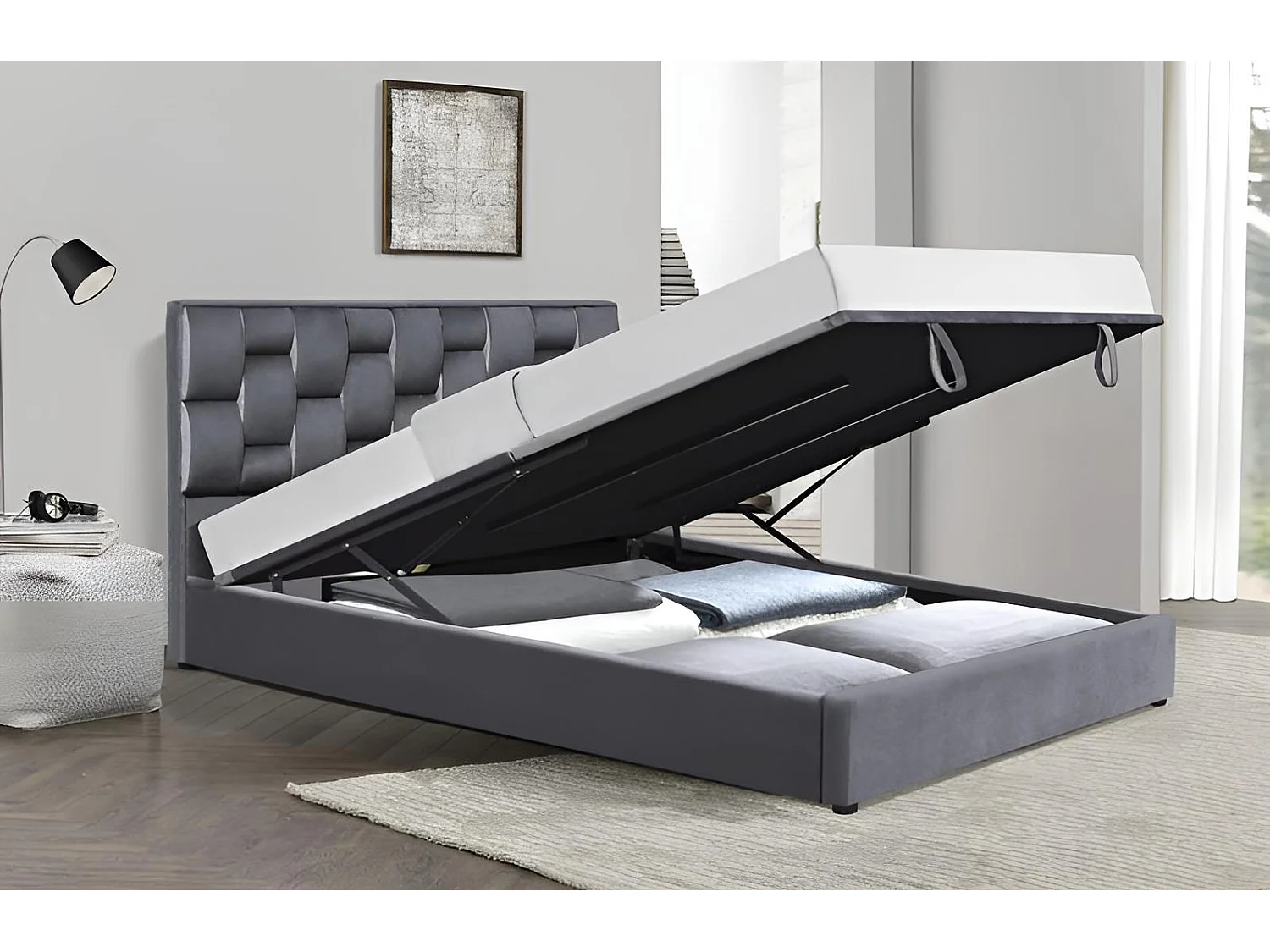 Bett Annabel/160x200/Stoff-Grau