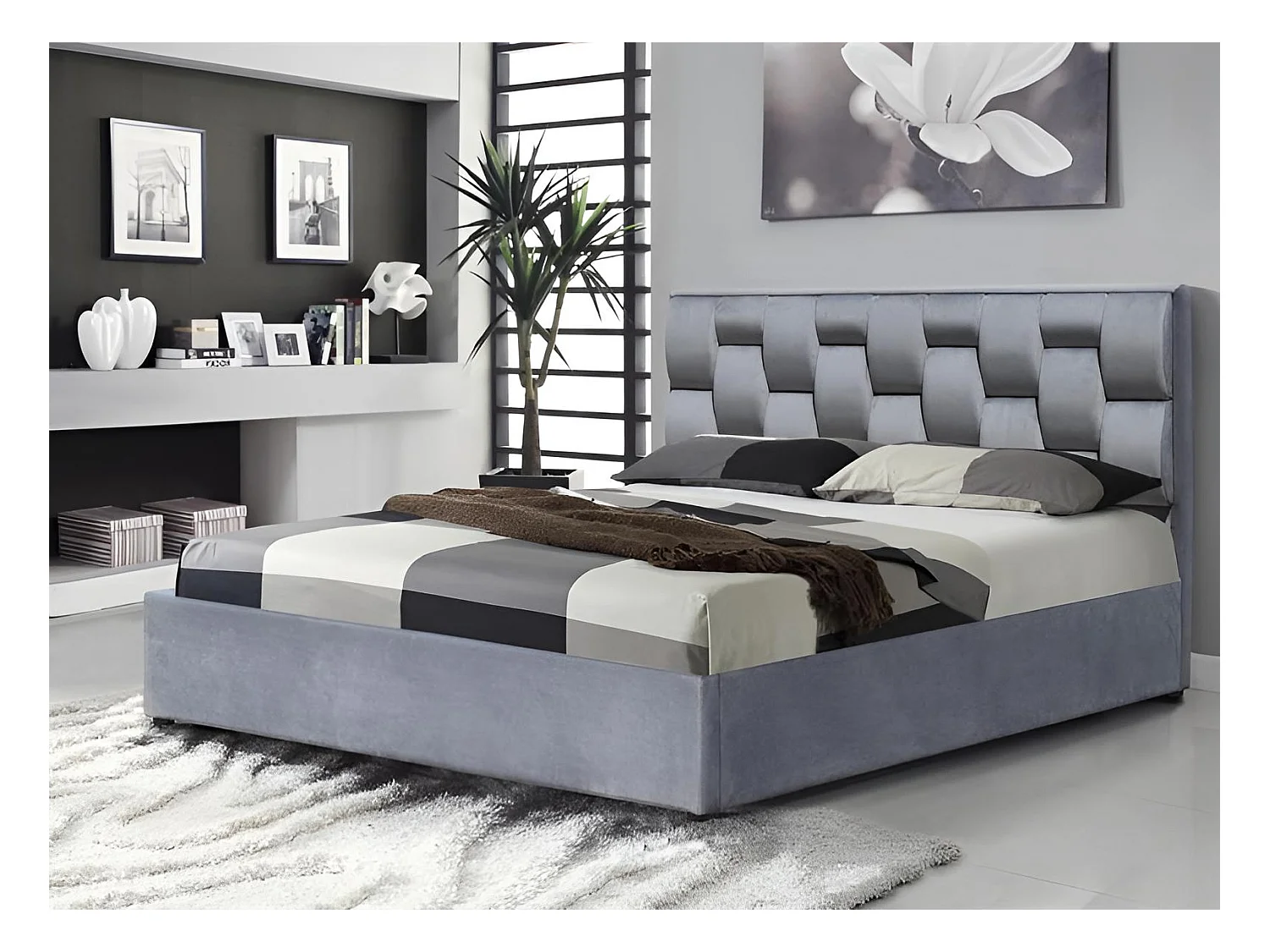 Bett Annabel/160x200/Stoff-Grau