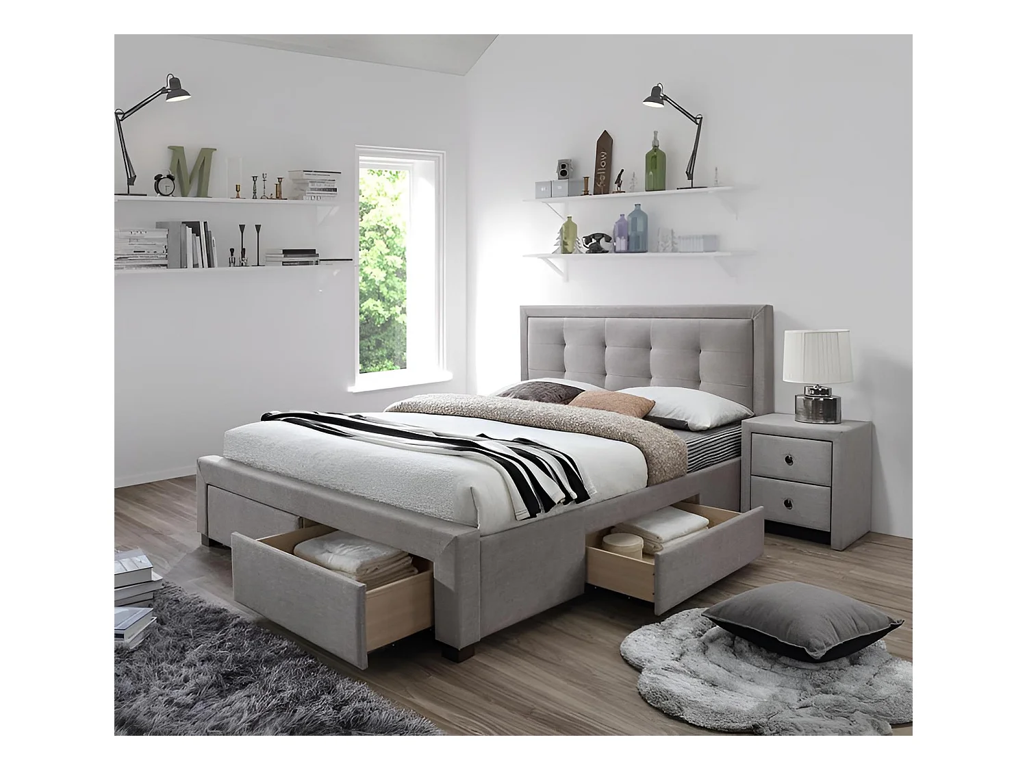 Letto Evora/160x200/Tessuto-Beige