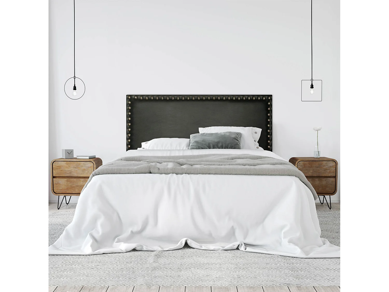 Cabecero Dafne Tapizado en Polipiel Ceniza de SonnoMattress 130X55x8cm