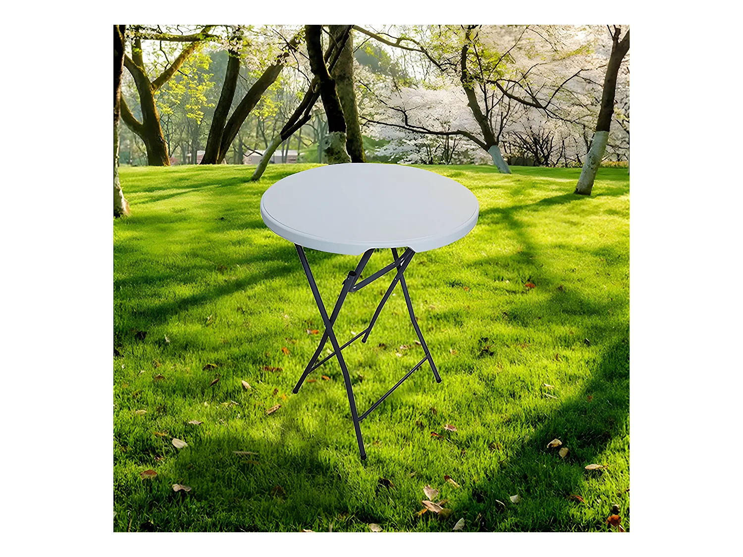 Table haute pliante en plastique Ø 80 cm "Lili" - blanc