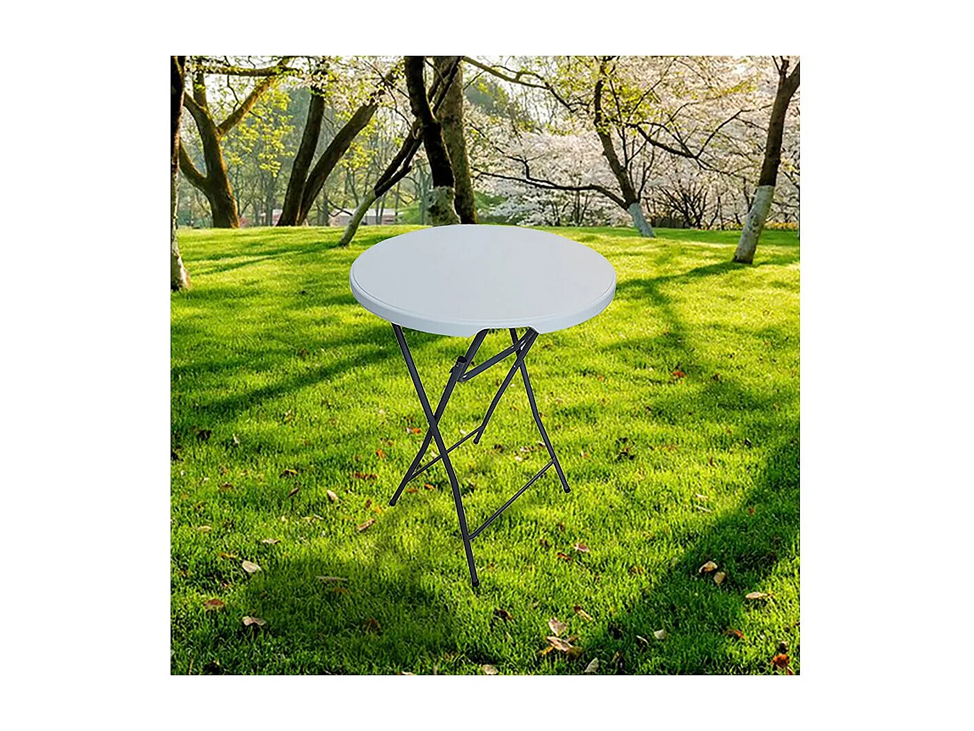 Table haute pliante en plastique Ø 80 cm "Lili" - blanc