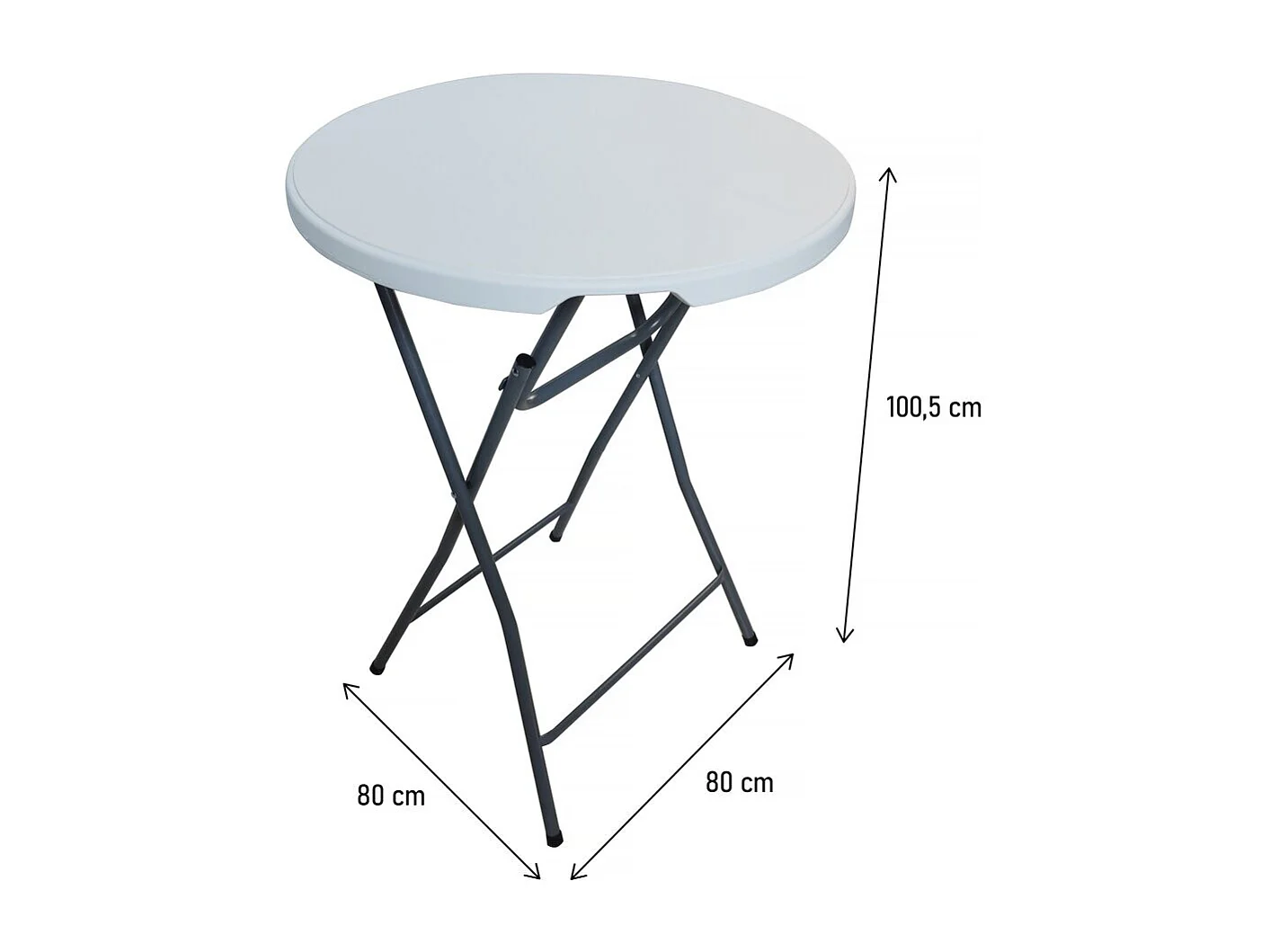 Table haute pliante en plastique Ø 80 cm "Lili" - blanc