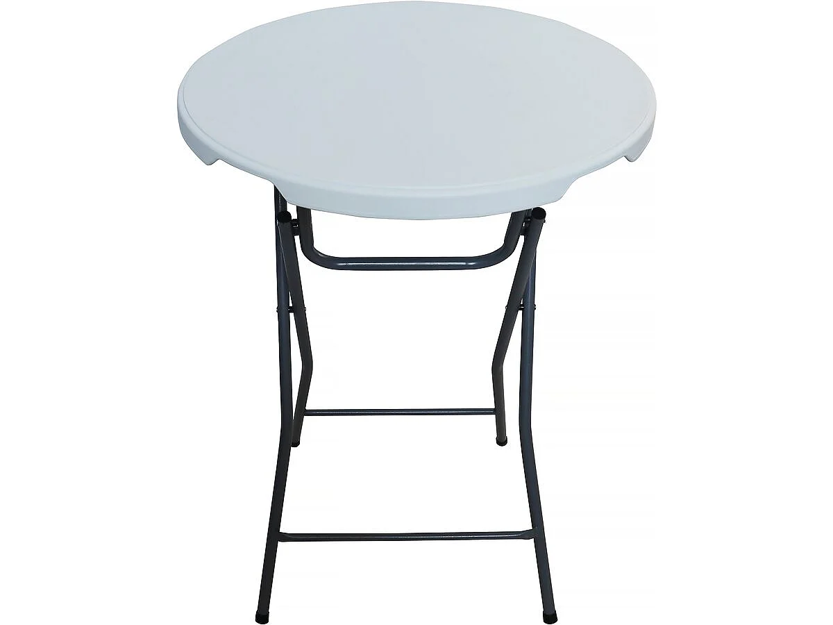 Wysoki skladany stolik plastikowy Ø 80 cm "Lili" - bialy