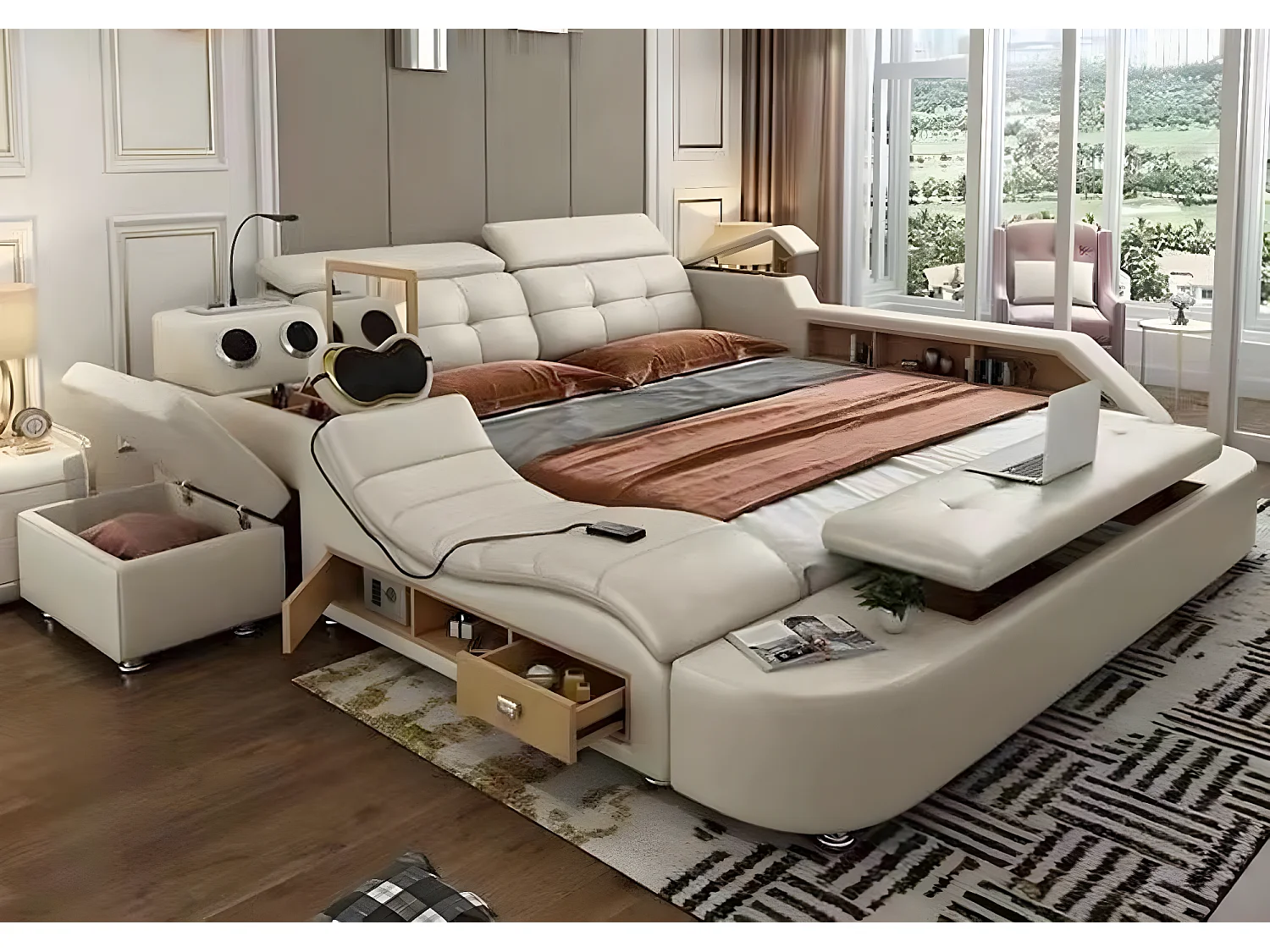 Multifunktion Bett Doppelbetten Modernes Bettgestell 180x200cm Neu