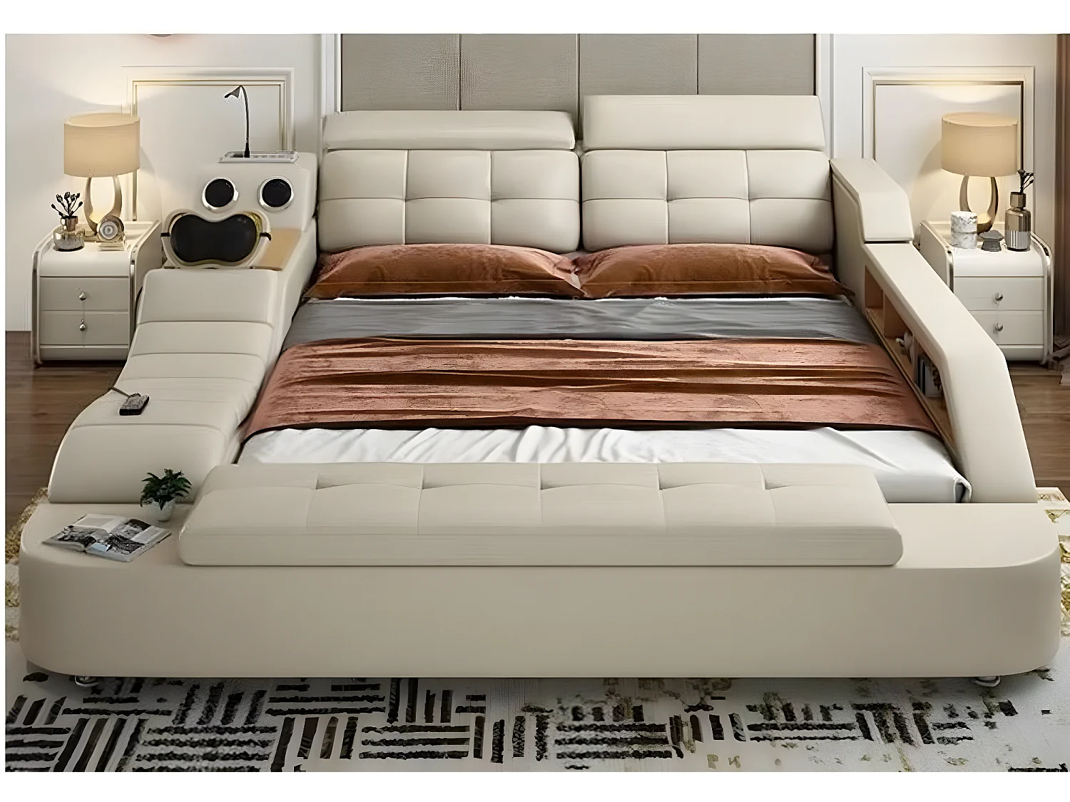 Multifunktion Bett Doppelbetten Modernes Bettgestell 180x200cm Neu