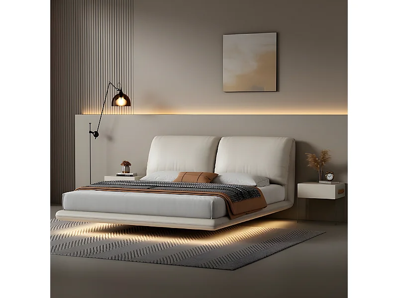 Weißes Wandbett Schlafzimmer Designer Holzgestell Möbel