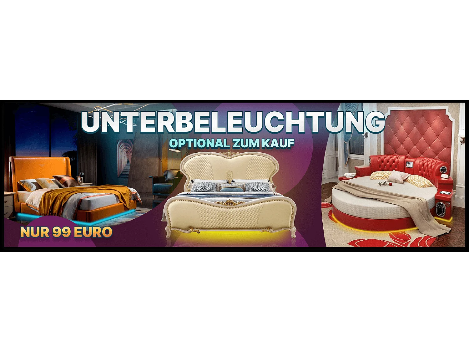 Designer LED-Bett Modernes Schlafzimmer Neu