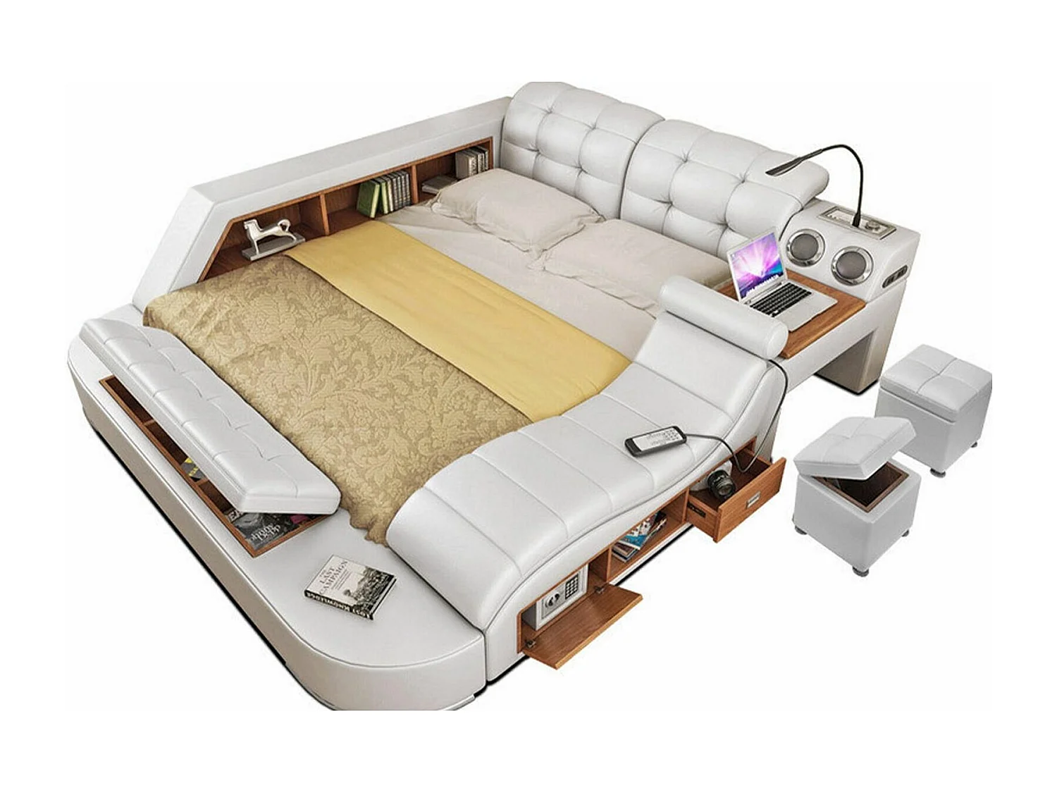 Chesterfield Doppel Luxus Design Bett 180x200 Multifunktionsbett Neu