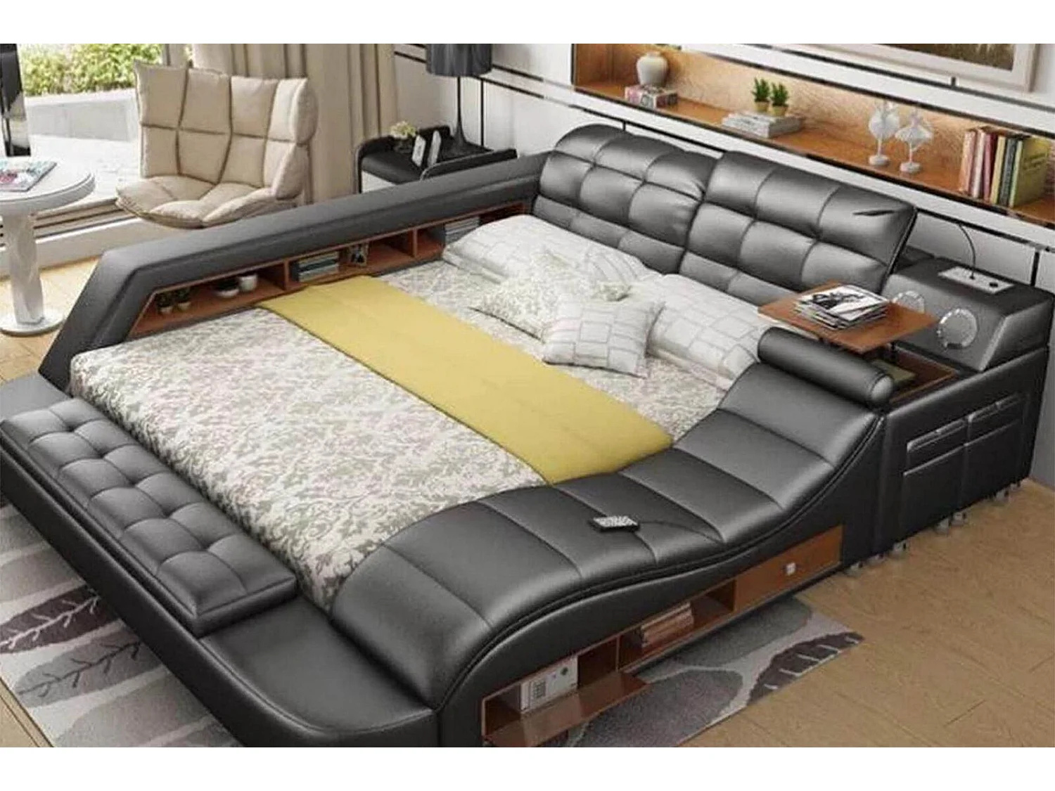 Chesterfield Doppel Luxus Design Bett 180x200 Multifunktionsbett Neu