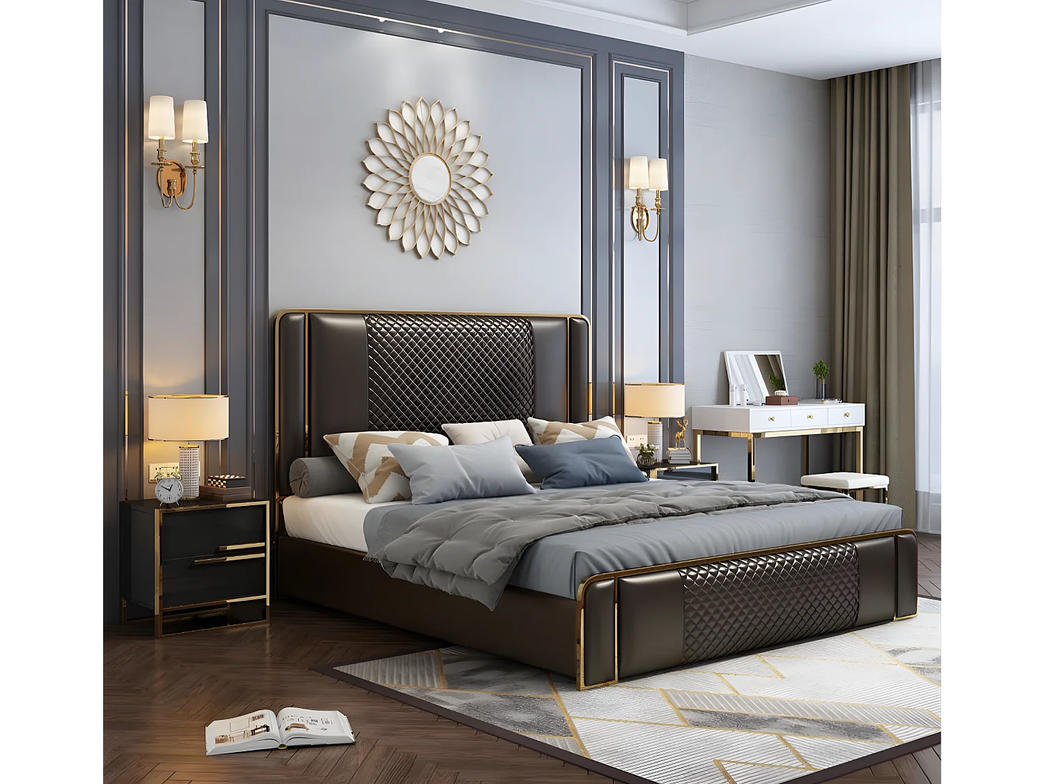 Bett Doppelbett Betten Möbel Einrichtung Schlafzimmer Luxus Design (Bett)