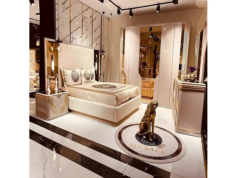 Bett Design Bett Doppelbett Luxus Metall Betten Schlafzimmer Möbel (1-tlg., Bett), Made in Europa