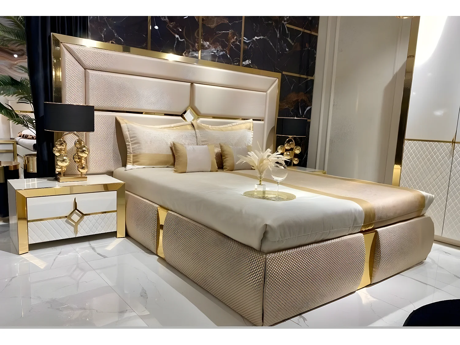 Doppel Luxus Doppelbett Beige Modern Design Bett Bettrahmen Neu (1-tlg., Bett)