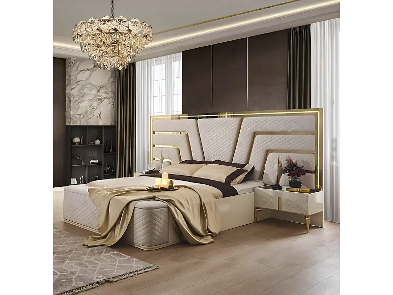 Beleuchtetes Bett Design Doppelbett Luxus Betten Polster Möbel Neu