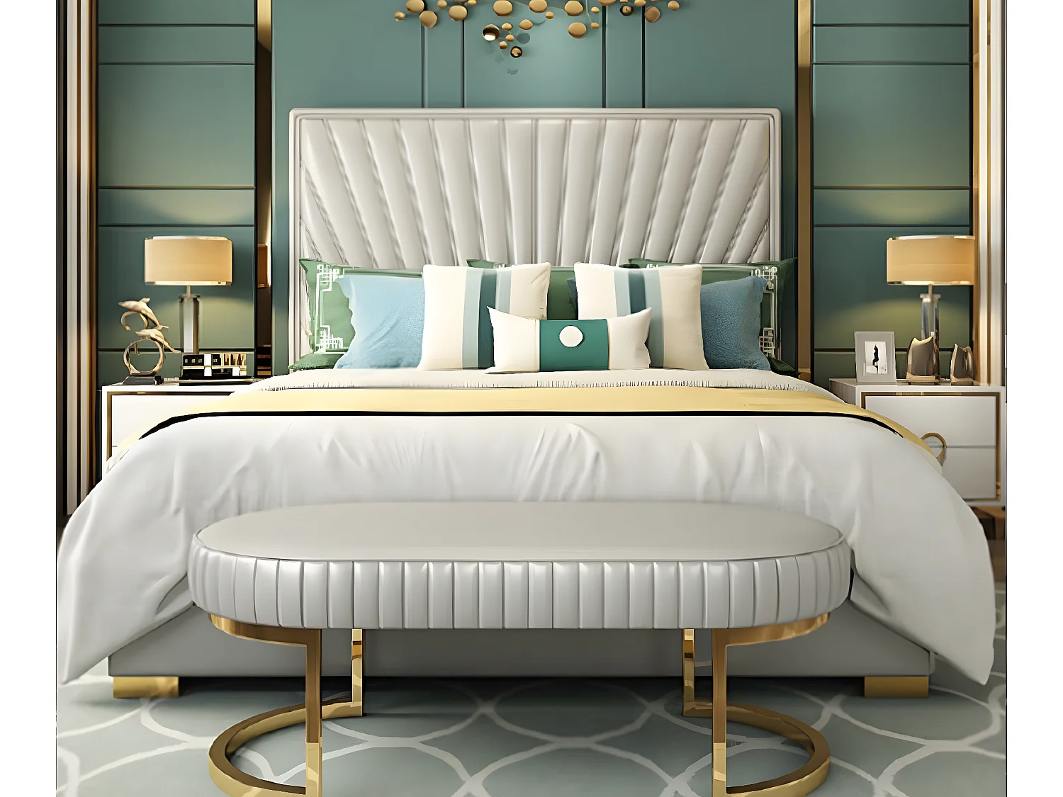 Holz Design Bett Doppel Luxus Modernes Hotel Gestell Schlaf Zimmer Neu (Bett)