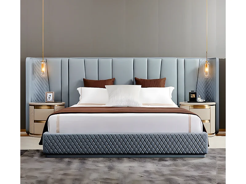 Großes Schlafzimmer Doppelbett Designer Betten Holzgestell Polsterbett (1-tlg., 1x Bett)