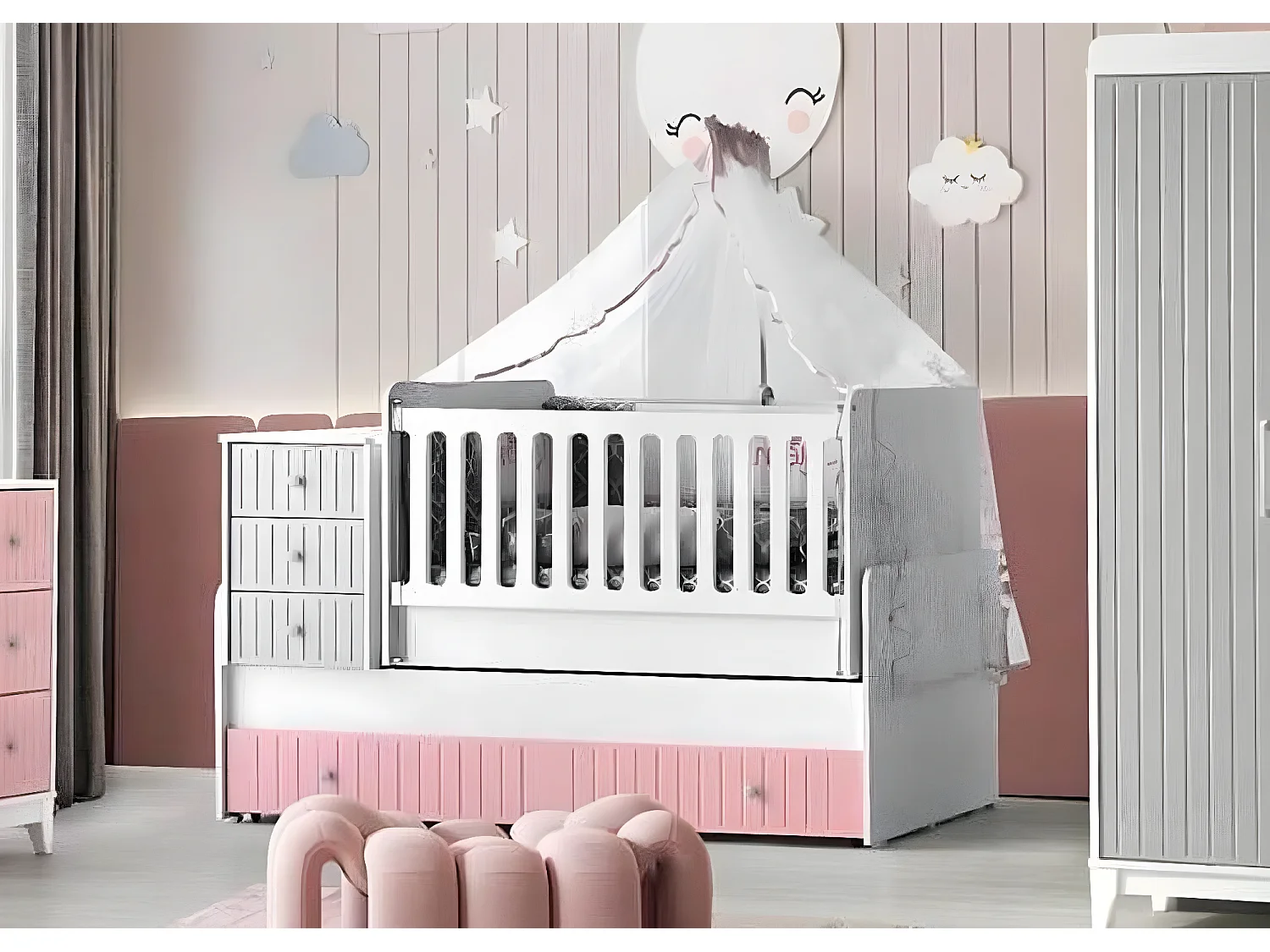 Stilvolles Kinderbett für Baby Mehrfarbig Perfekte Möbel (1-tlg., 1x Kinderbett)