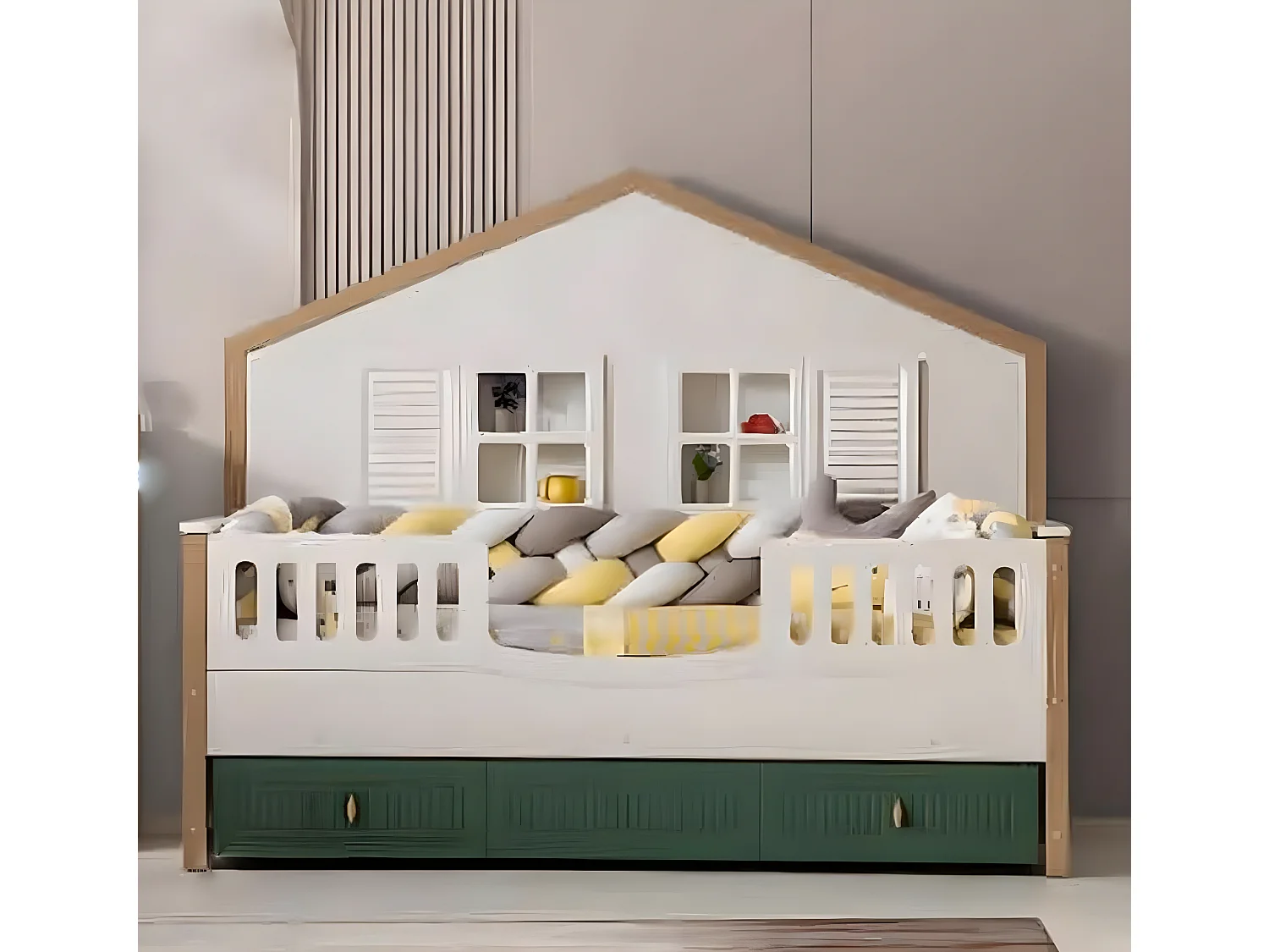 Bettrahmen Kinderbett 200 cm Bett Kinderzimmer Bettgestelle Helles (1-tlg., 1x Bett)