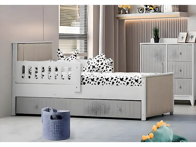 Praktisches Kinderbett Grau Farbe für süße Schlummerstunden Luxuriös (1-tlg., 1x Bett)