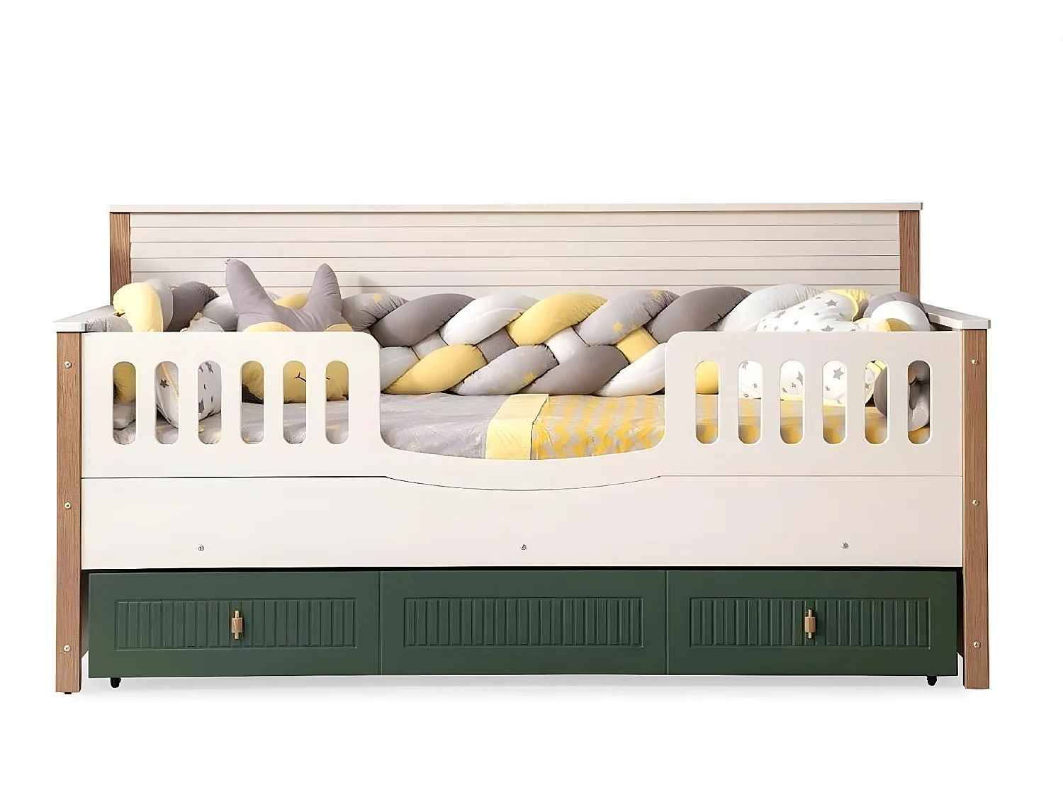 Bettrahmen Kinderbett Bett Kinderzimmer Kinderzimmermöbel Helles Holz (1-tlg., 1x Bett)